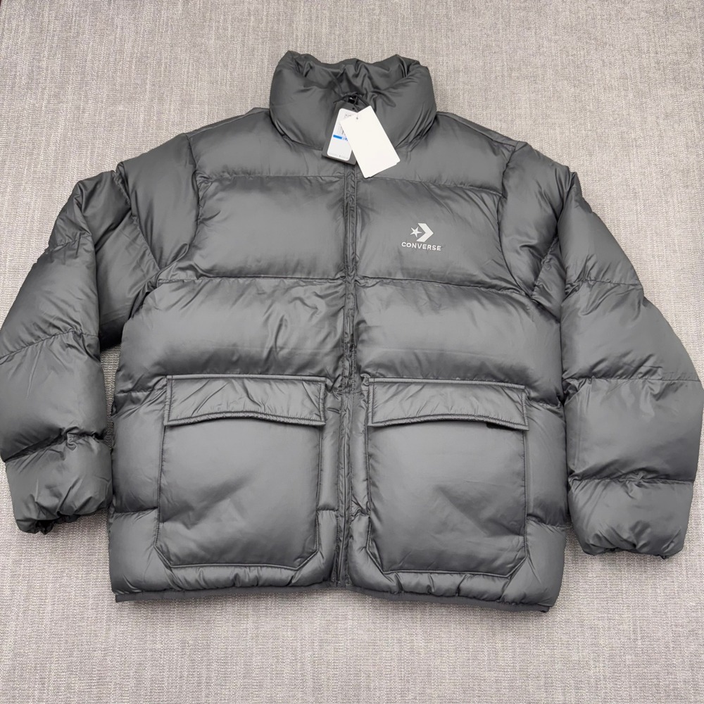 Converse Patch Pocket Core Puffer Jacket Mens XL Charcoal Gray 10027260-A02 NWT
